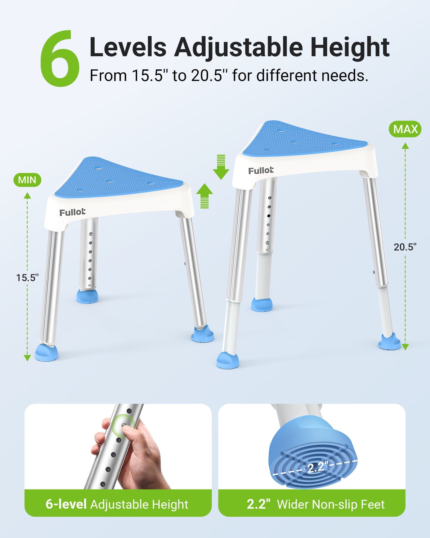 Space-Saving Triangular Shower Chair for Elderly and Disabled with EVA Pad