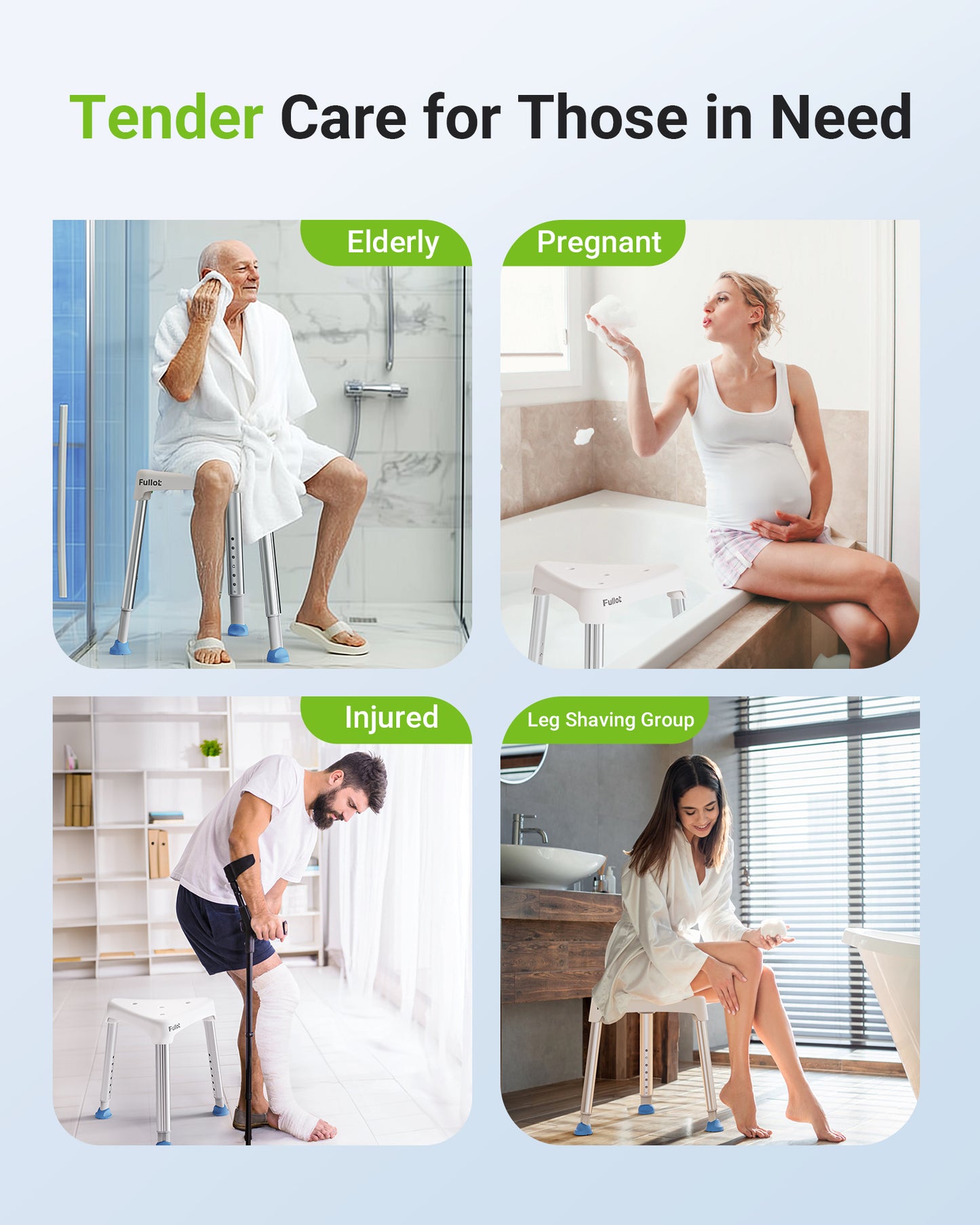 Space-Saving Triangular Shower Chair for Elderly and Disabled