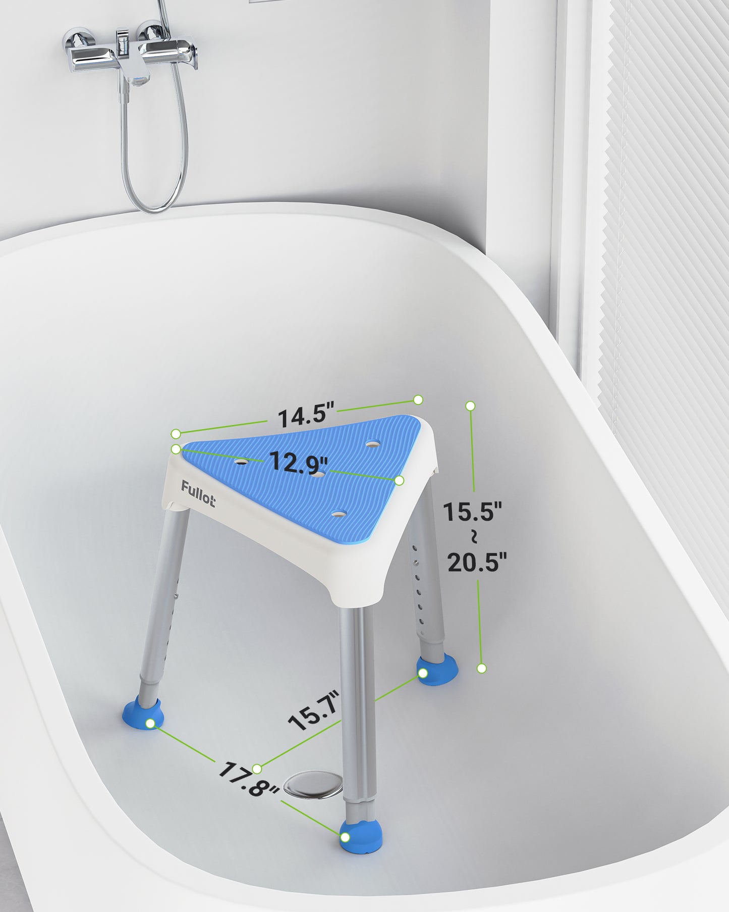 Space-Saving Triangular Shower Chair for Elderly and Disabled with EVA Pad