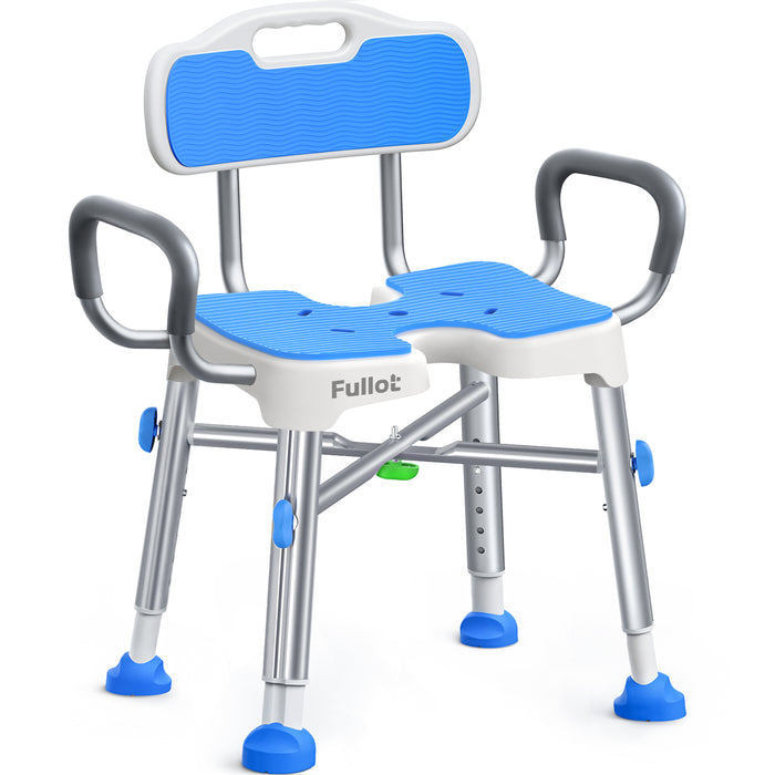 Ergonomic H-Shaped Shower Chair for Elderly and Disabled with Padded Back & Arms