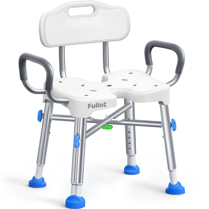 Ergonomic H-Shaped Shower Chair for Elderly and Disabled with Back & Arms
