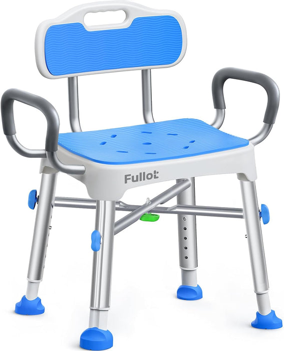 Reinforced Shower Chair for Inside Shower with Back & Arms, Stable X-Bracing Design