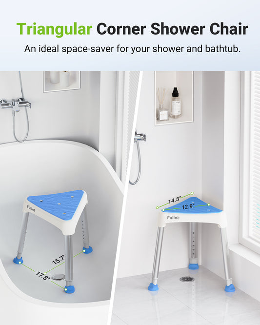 Space-Saving Triangular Shower Chair for Elderly and Disabled with EVA Pad