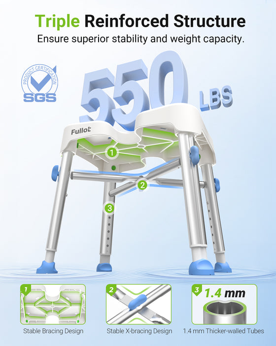 Ergonomic H-Shaped Shower Chair for Inside Shower