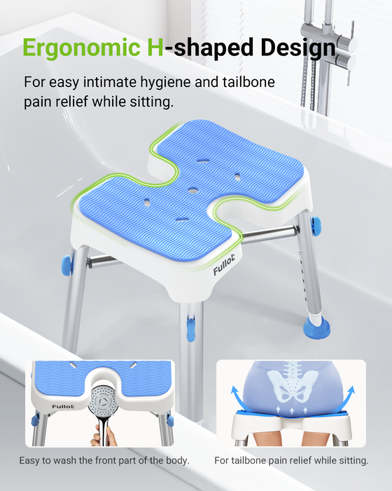 Ergonomic H-Shaped Shower Chair for Inside Shower with EVA Pad