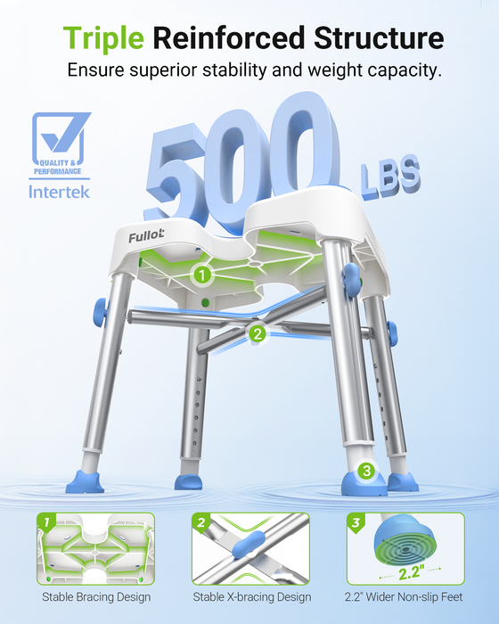 Ergonomic H-Shaped Shower Chair for Inside Shower with EVA Pad