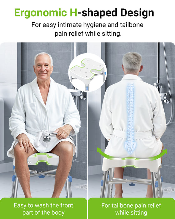 Ergonomic H-Shaped Shower Chair for Inside Shower