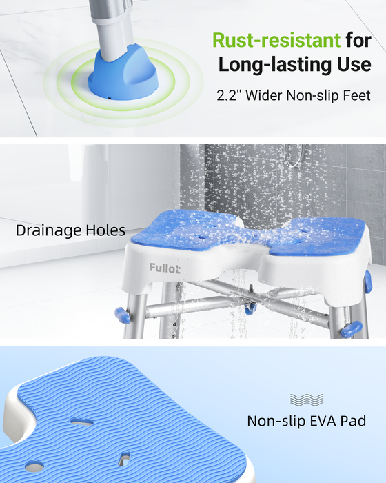 Ergonomic H-Shaped Shower Chair for Inside Shower with EVA Pad