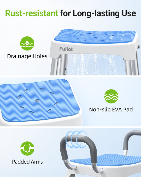 Widened Shower Chair for Inside Shower with Padded Back & Arms