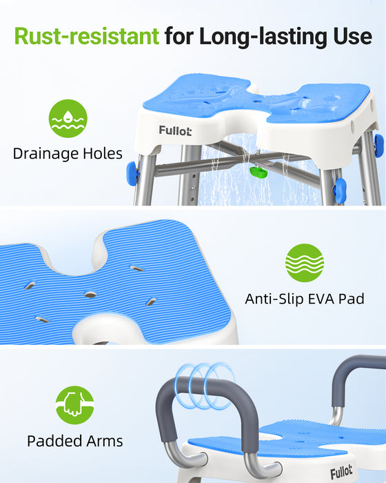 Ergonomic H-Shaped Shower Chair for Elderly and Disabled with Padded Back & Arms